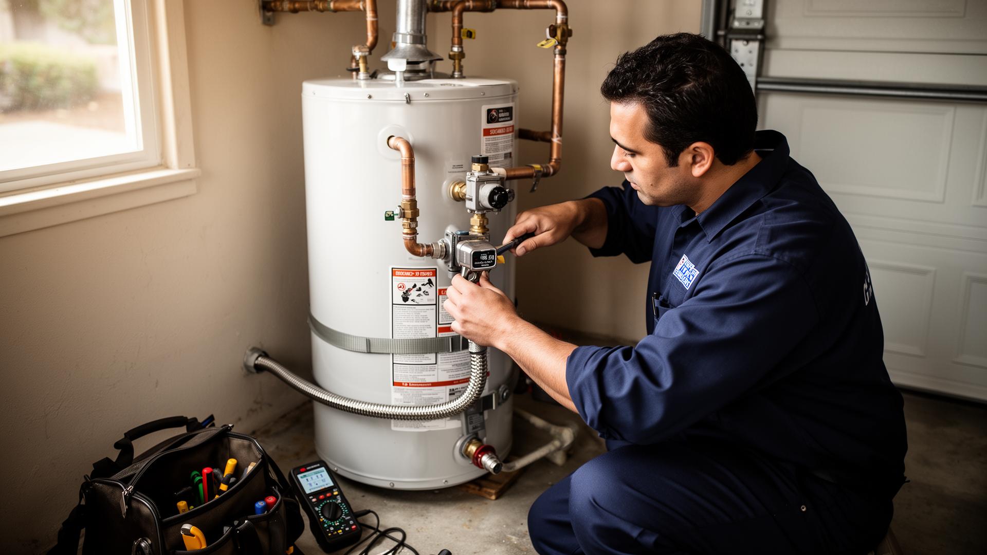 Licensed San Jose water heater technician on a repair call
